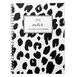 Black Leopard Print Personalised Notebook