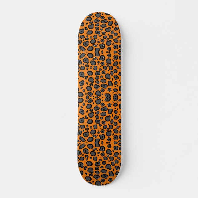 Black Leopard Print Skateboard (Front)