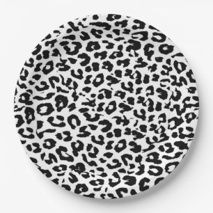 Black Leopard Print Skin Paper Plate