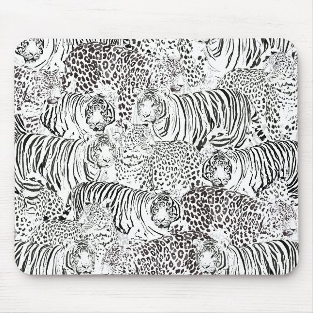 Black Leopard Tiger Animals Pattern Mouse Pad (Front)