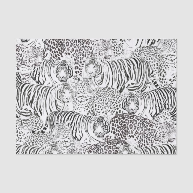 Black Leopard Tiger Animals Pattern Tissue Paper (Front)