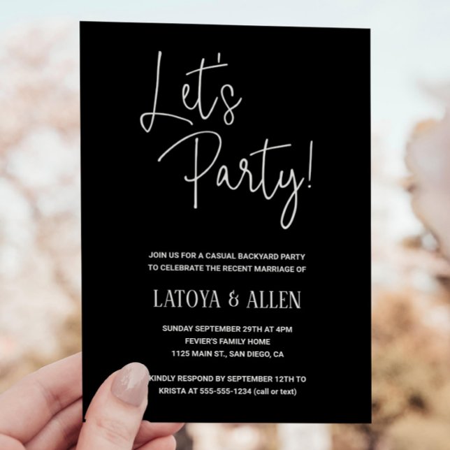 Black Let's Party Casual Wedding Reception Eloped Invitation (Creator Uploaded)