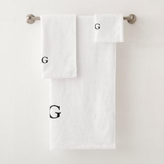 Black Letter Monogrammed Initial Towel Set