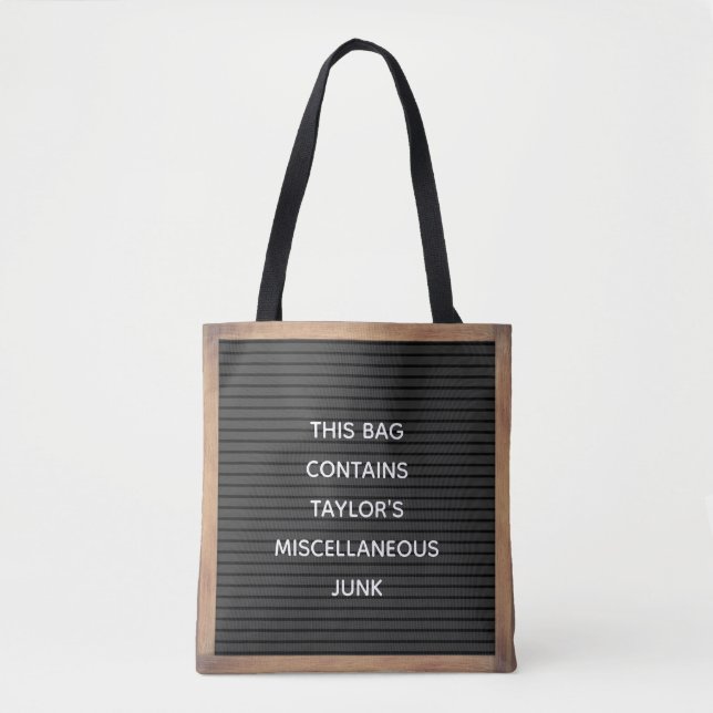 Black Letterboard Marquee Sign Custom Message Tote Bag (Front)