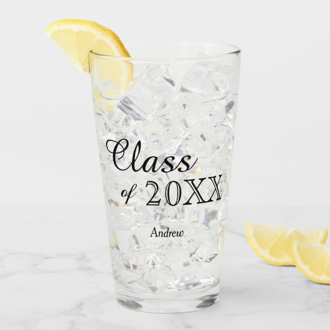 Black Lettering Class of 2022 Personalised Glass (Front Ice)