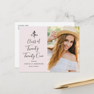 black lettering DO graduation announcement  Postcard