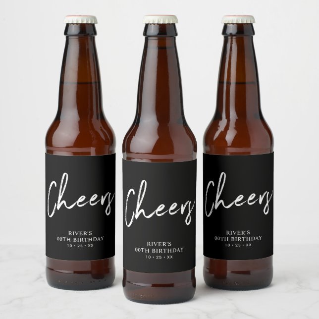 Black Lettering Thirty | 30th Birthday Party Beer  Bottle Label (Bottles)