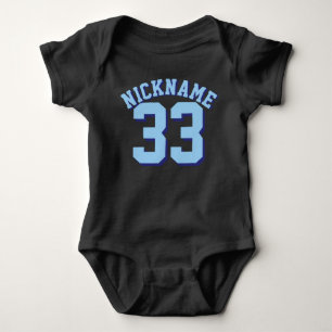Black & Light Blue Baby   Sports Jersey Design Bodysuit