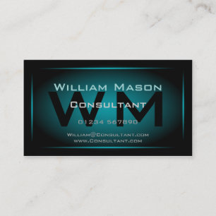 Black & Light Blue Framed Monogram - Business Card