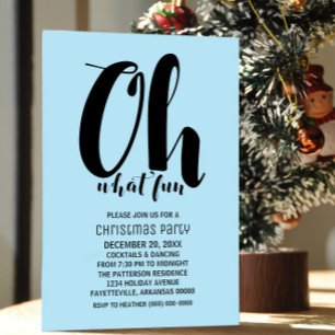 Black Light Blue Oh What Fun Holiday Party Invite