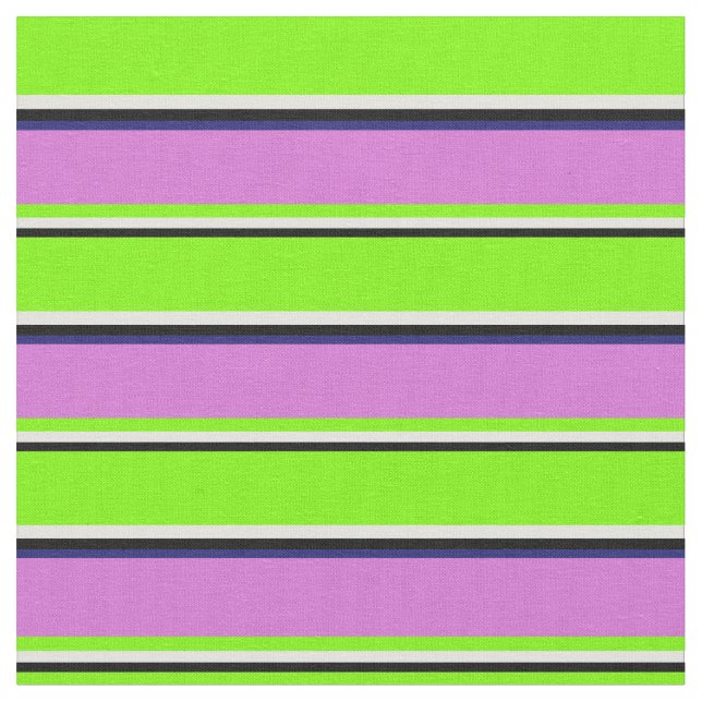 Black, Light Cyan, Green, Orchid & Midnight Blue Fabric (Close Up)