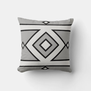 Black & Light Grey Geometric Shape Throw Pillow