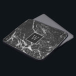 Black & Light Grey Marble Stone Texture Laptop Sleeve<br><div class="desc">Elegant image of black and light grey marble stone texture print. Customisable monogram.</div>