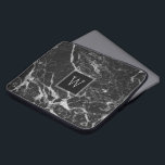 Black & Light Grey Marble Stone Texture Laptop Sleeve<br><div class="desc">Elegant image of black and light grey marble stone texture print. Customisable monogram.</div>