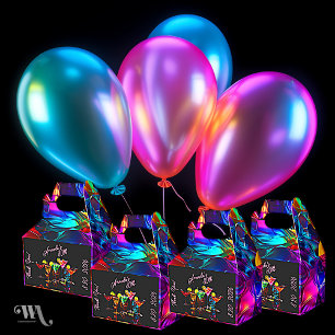 Black Light Neon Birthday Cocktails Favour Box