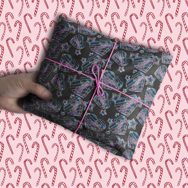 Black Light Neon Glow Xmas Hearts and Stars Tissue Paper (Creator Uploaded)