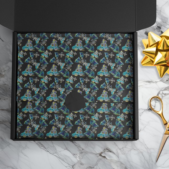 Black Light Neon Glow Xmas Snowflakes Cars Bells Tissue Paper (Creator Uploaded)