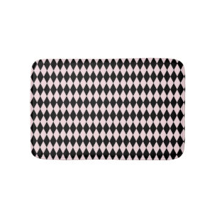 Black & Light Pink Stripe Pattern Minimal Abstract Bath Mat