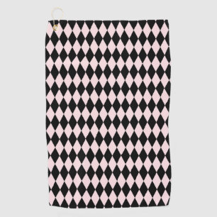 Black & Light Pink Stripe Pattern Minimal Abstract Golf Towel