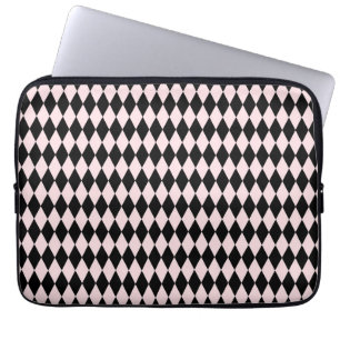 Black & Light Pink Stripe Pattern Minimal Abstract Laptop Sleeve