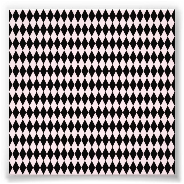 Black & Light Pink Stripe Pattern Minimal Abstract Photo Print (Front)