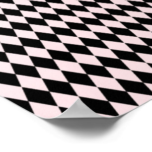 Black & Light Pink Stripe Pattern Minimal Abstract Poster