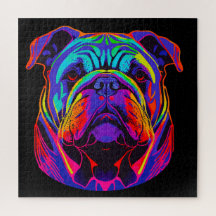 Black Light Style Bulldog Multi-Colour Vibrant