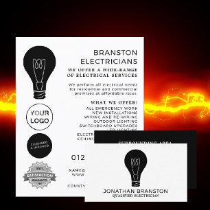 Black Lightbulb, Electrician Advertising Flyer