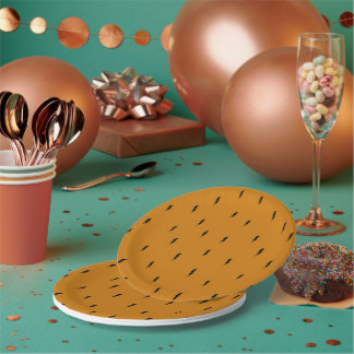 Black lightening bolts strike on Halloween Paper Plate