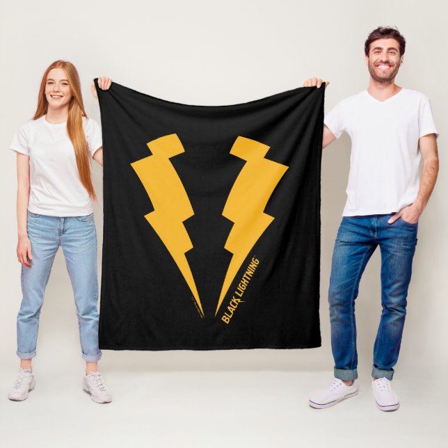 Black Lightning Bolts Graphic Fleece Blanket (In Situ)