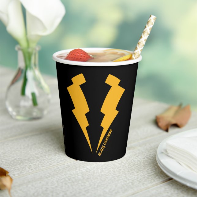 Black Lightning Bolts Graphic Paper Cups (Insitu)