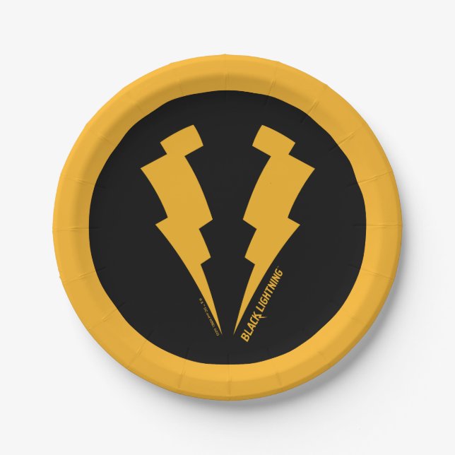 Black Lightning Bolts Graphic Paper Plate (Front)