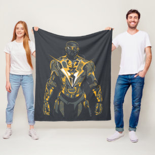 Black Lightning Illustration Fleece Blanket