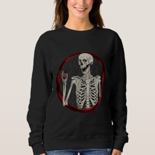 Black Like My Soul Skeleton Drinking Red Wine Or D Sweatshirt