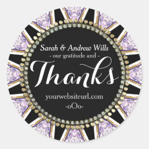 Black+Lilac Sun Sparkle Chalkboard Thanks Stickers