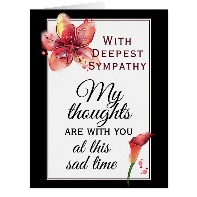 Black Lily floral Sympathy Card (Front)