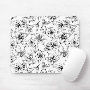 Black Lily Flowers Mouse Pad