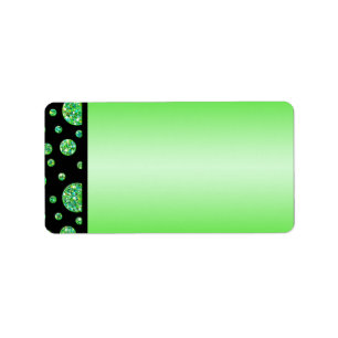 Black, Lime Glittery Dots Address Label Blank