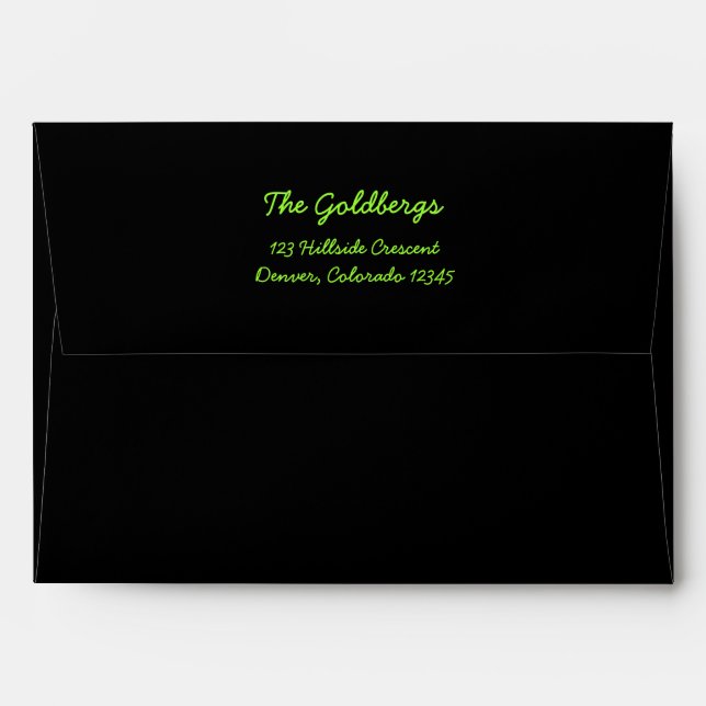 Black Lime Green A7 Envelope (Back (Top Flap))