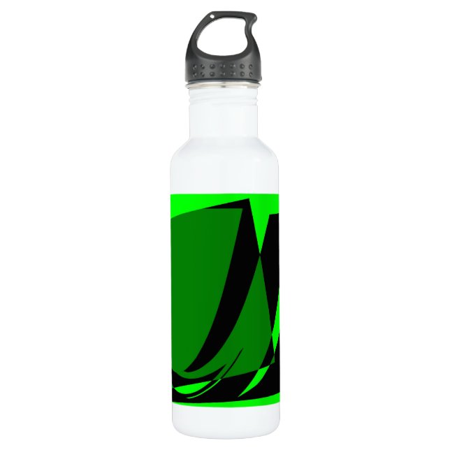 Black Lime Green Retro Paint Abstract Art Deco 710 Ml Water Bottle (Front)