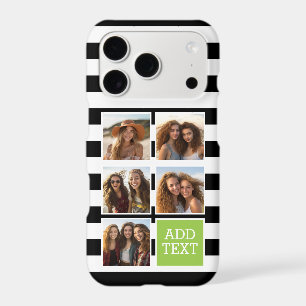 Black Lime Striped Photo Collage Monogram