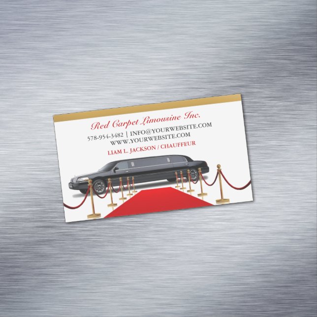 Black Limousine Driver Magnetic Business Card (In Situ)