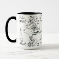 Black Line Art Cute Rabbit and Flower 