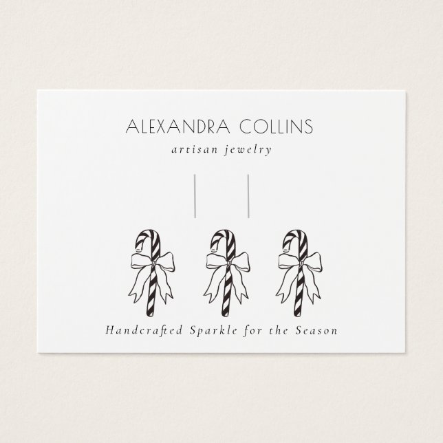 Black Line Art Festive Candy Cane & Bow Hairclip  (Front)