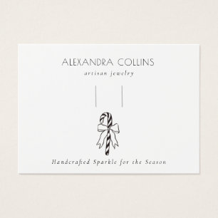 Black Line Art Festive Candy Cane & Bow Hairclip