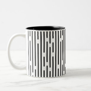 Black Line Geometric Pattern Two-Tone Coffee Mug