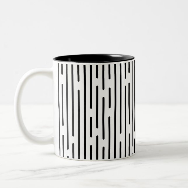 Black Line Geometric Pattern Two-Tone Coffee Mug (Left)