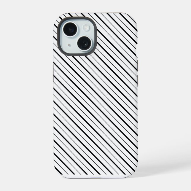 Black Line Geometry Simple iPhone 15 Case (Back)