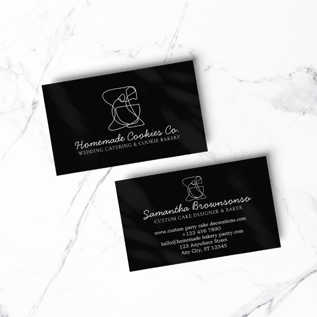 Black line Homemade Food Bakery Cooker Business Card (bakery business  chef)