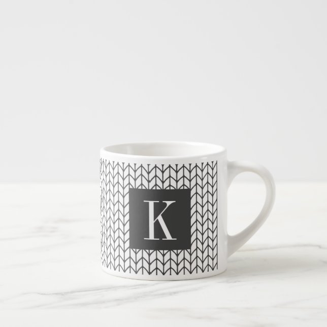 BLACK LINE KNIT Espresso Cup + Initial II (Right)